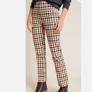 Anthropologie The Essential Skinny Kick Flare Corduroy Pants Plaid Size 0